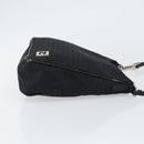 FENDI Zucchino Canvas Shoulder Bag Black Silver Auth 149754-3