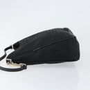 FENDI Zucchino Canvas Shoulder Bag Black Silver Auth 149754-4