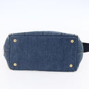 PRADA Canapa PM Hand Bag Denim 2way Blue Gold Auth 149755-5