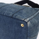 PRADA Canapa PM Hand Bag Denim 2way Blue Gold Auth 149755-10