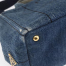 PRADA Canapa PM Hand Bag Denim 2way Blue Gold Auth 149755-15