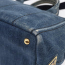PRADA Canapa PM Hand Bag Denim 2way Blue Gold Auth 149755-16