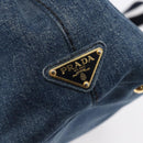 PRADA Canapa PM Hand Bag Denim 2way Blue Gold Auth 149755-18