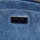 PRADA Canapa PM Hand Bag Denim 2way Blue Gold Auth 149755-19