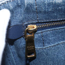 PRADA Canapa PM Hand Bag Denim 2way Blue Gold Auth 149755-20