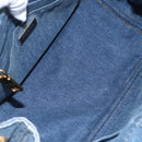 PRADA Canapa PM Hand Bag Denim 2way Blue Gold Auth 149755-11