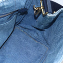 PRADA Canapa PM Hand Bag Denim 2way Blue Gold Auth 149755-21