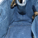 PRADA Canapa PM Hand Bag Denim 2way Blue Gold Auth 149755-22