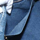 PRADA Canapa PM Hand Bag Denim 2way Blue Gold Auth 149755-23