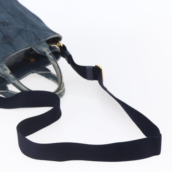 PRADA Canapa PM Hand Bag Denim 2way Blue Gold Auth 149755