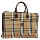 Burberrys Nova Check Business Bag Canvas Beige Gold Auth 149757-1