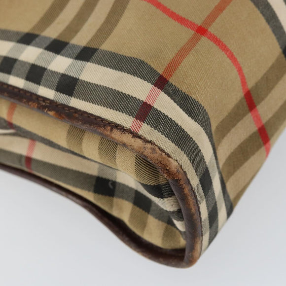 Burberrys Nova Check Business Bag Canvas Beige Gold Auth 149757