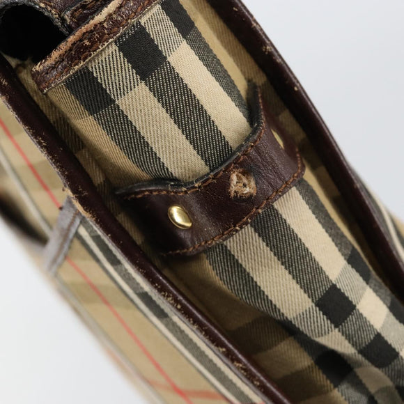 Burberrys Nova Check Business Bag Canvas Beige Gold Auth 149757