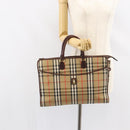 Burberrys Nova Check Business Bag Canvas Beige Gold Auth 149757-25