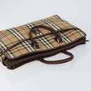 Burberrys Nova Check Business Bag Canvas Beige Gold Auth 149757-6