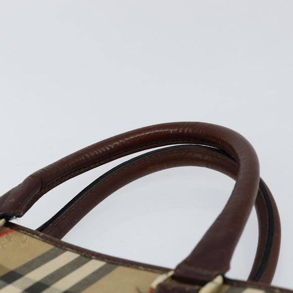 Burberrys Nova Check Business Bag Canvas Beige Gold Auth 149757