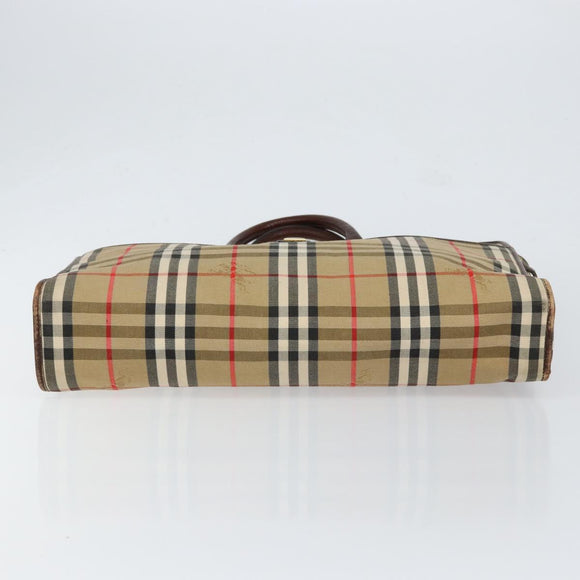 Burberrys Nova Check Business Bag Canvas Beige Gold Auth 149757