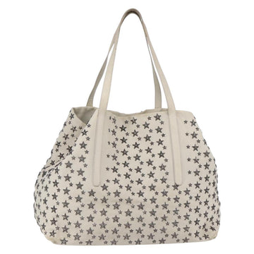 Jimmy Choo Studs Tote Bag Leather White Auth 149758