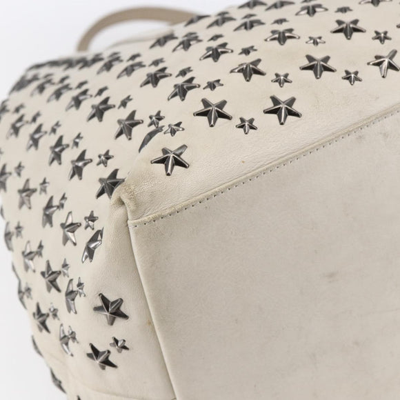 Jimmy Choo Studs Tote Bag Leather White Auth 149758