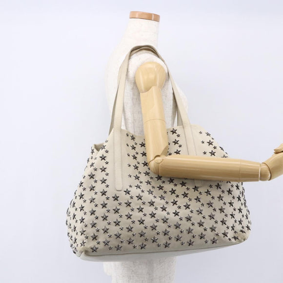Jimmy Choo Studs Tote Bag Leather White Auth 149758
