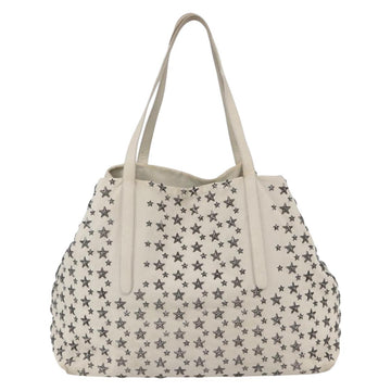 Jimmy Choo Studs Tote Bag Leather White Auth 149758 - 0