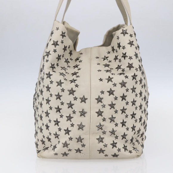 Jimmy Choo Studs Tote Bag Leather White Auth 149758