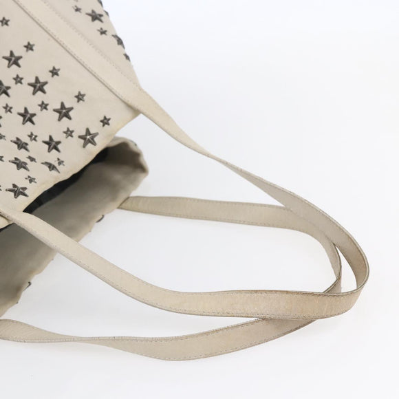 Jimmy Choo Studs Tote Bag Leather White Auth 149758