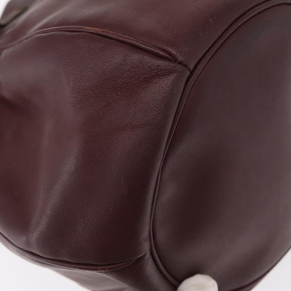 CARTIER Must Line Shoulder Bag Leather Bordeaux Gold Auth 149759