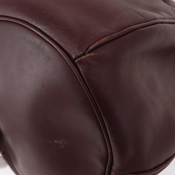 CARTIER Must Line Shoulder Bag Leather Bordeaux Gold Auth 149759