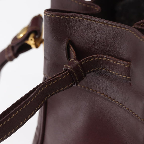 CARTIER Must Line Shoulder Bag Leather Bordeaux Gold Auth 149759