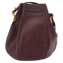 CARTIER Must Line Shoulder Bag Leather Bordeaux Gold Auth 149759-3