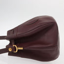 CARTIER Must Line Shoulder Bag Leather Bordeaux Gold Auth 149759-4
