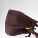CARTIER Must Line Shoulder Bag Leather Bordeaux Gold Auth 149759-5