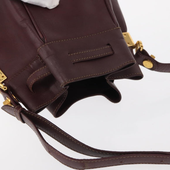 CARTIER Must Line Shoulder Bag Leather Bordeaux Gold Auth 149759