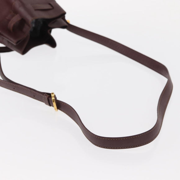 CARTIER Must Line Shoulder Bag Leather Bordeaux Gold Auth 149759