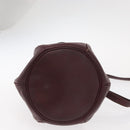 CARTIER Must Line Shoulder Bag Leather Bordeaux Gold Auth 149759-9