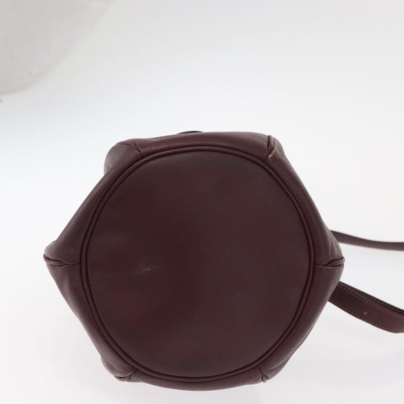 CARTIER Must Line Shoulder Bag Leather Bordeaux Gold Auth 149759