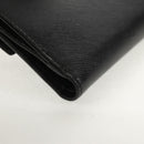 Salvatore Ferragamo Gancini Bifold Wallet Leather Black Gold Auth 149762AV-16