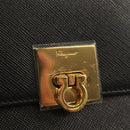 Salvatore Ferragamo Gancini Bifold Wallet Leather Black Gold Auth 149762AV-18