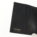 Salvatore Ferragamo Gancini Bifold Wallet Leather Black Gold Auth 149762AV-20