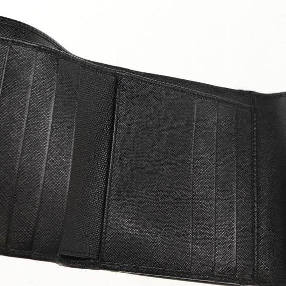 Salvatore Ferragamo Gancini Bifold Wallet Leather Black Gold Auth 149762AV