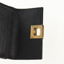 Salvatore Ferragamo Gancini Bifold Wallet Leather Black Gold Auth 149762AV-8