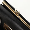 Salvatore Ferragamo Gancini Bifold Wallet Leather Black Gold Auth 149762AV-23