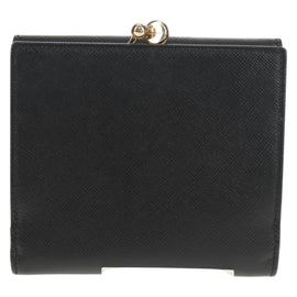 Salvatore Ferragamo Gancini Bifold Wallet Leather Black Gold Auth 149762AV - 0