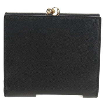 Salvatore Ferragamo Gancini Bifold Wallet Leather Black Gold Auth 149762AV - 0