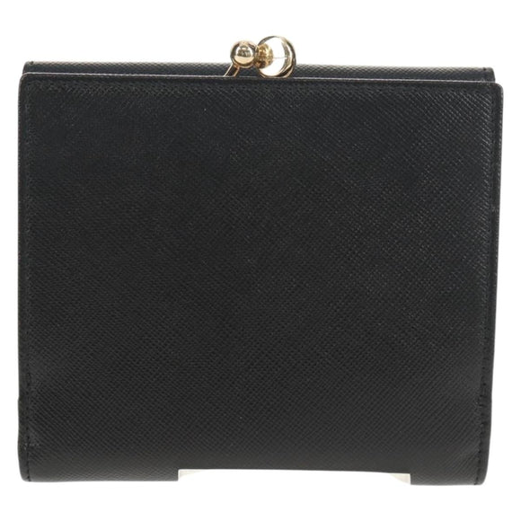 Salvatore Ferragamo Gancini Bifold Wallet Leather Black Gold Auth 149762AV