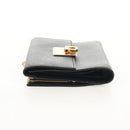 Salvatore Ferragamo Gancini Bifold Wallet Leather Black Gold Auth 149762AV-3