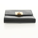 Salvatore Ferragamo Gancini Bifold Wallet Leather Black Gold Auth 149762AV-6
