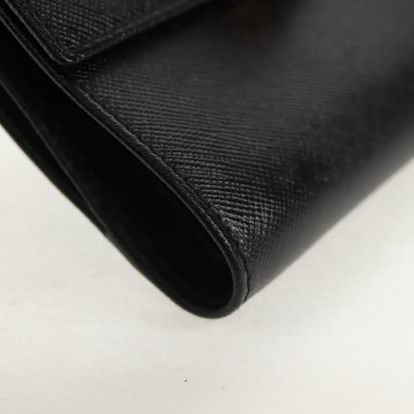 Salvatore Ferragamo Gancini Bifold Wallet Leather Black Gold Auth 149762AV