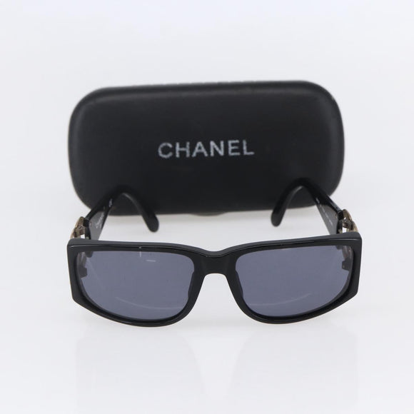 CHANEL COCO Mark Sunglasses plastic Black CC Auth 149763